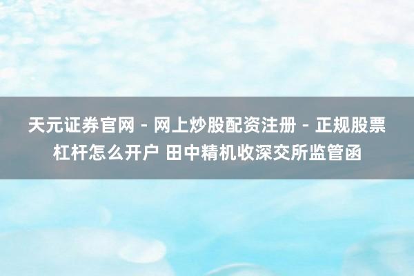天元证券官网 - 网上炒股配资注册 - 正规股票杠杆怎么开户 田中精机收深交所监管函
