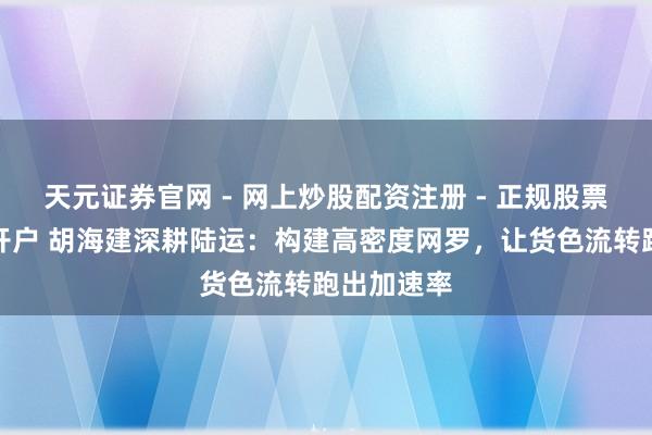天元证券官网 - 网上炒股配资注册 - 正规股票杠杆怎么开户 胡海建深耕陆运：构建高密度网罗，让货色流转跑出加速率
