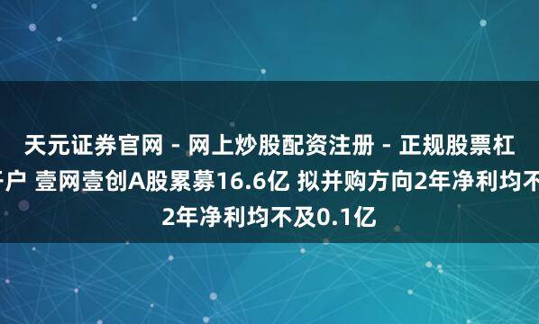 天元证券官网 - 网上炒股配资注册 - 正规股票杠杆怎么开户 壹网壹创A股累募16.6亿 拟并购方向2年净利均不及0.1亿