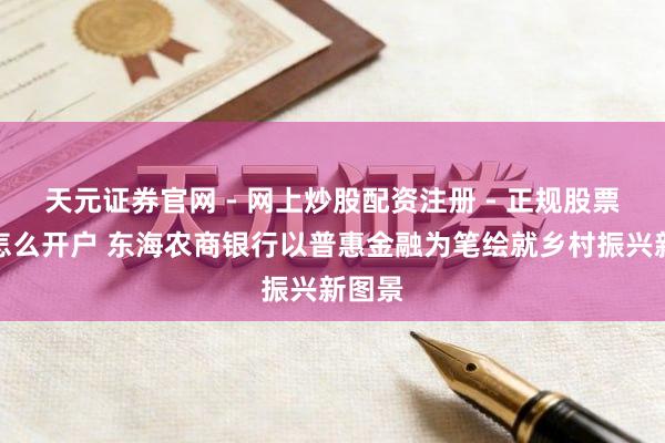 天元证券官网 - 网上炒股配资注册 - 正规股票杠杆怎么开户 东海农商银行以普惠金融为笔绘就乡村振兴新图景