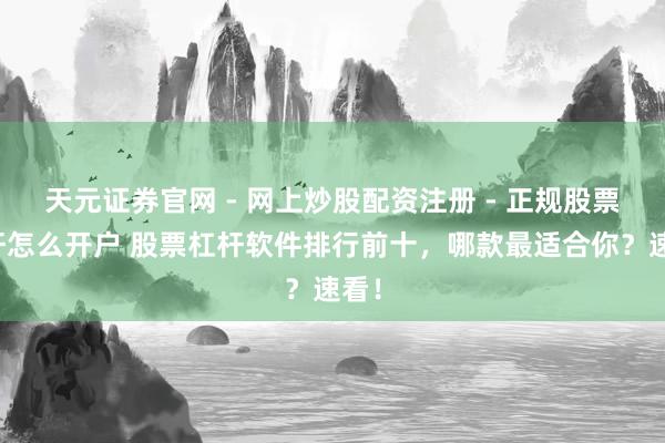 天元证券官网 - 网上炒股配资注册 - 正规股票杠杆怎么开户 股票杠杆软件排行前十，哪款最适合你？速看！