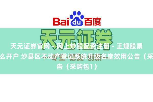 天元证券官网 - 网上炒股配资注册 - 正规股票杠杆怎么开户 沙县区不动产登记系统升级名堂效用公告（采购包1）