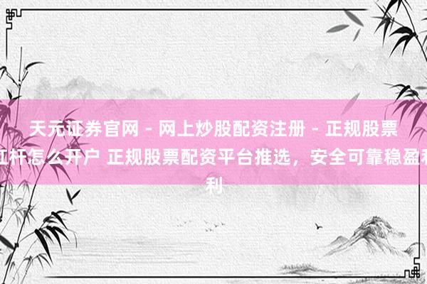 天元证券官网 - 网上炒股配资注册 - 正规股票杠杆怎么开户 正规股票配资平台推选，安全可靠稳盈利
