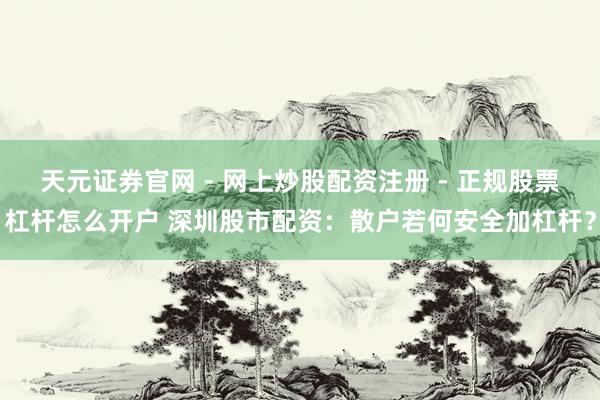 天元证券官网 - 网上炒股配资注册 - 正规股票杠杆怎么开户 深圳股市配资：散户若何安全加杠杆？