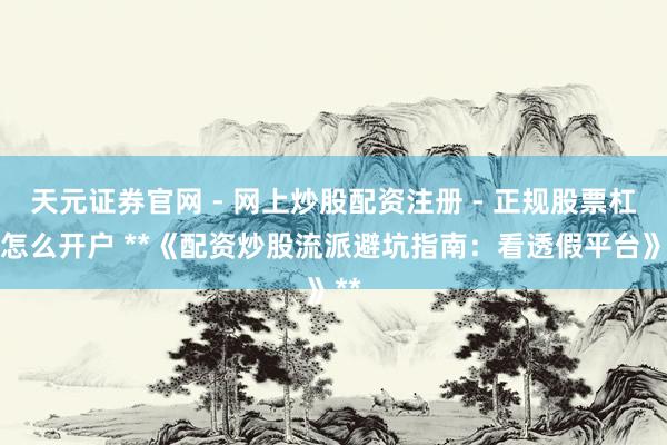 天元证券官网 - 网上炒股配资注册 - 正规股票杠杆怎么开户 **《配资炒股流派避坑指南：看透假平台》**