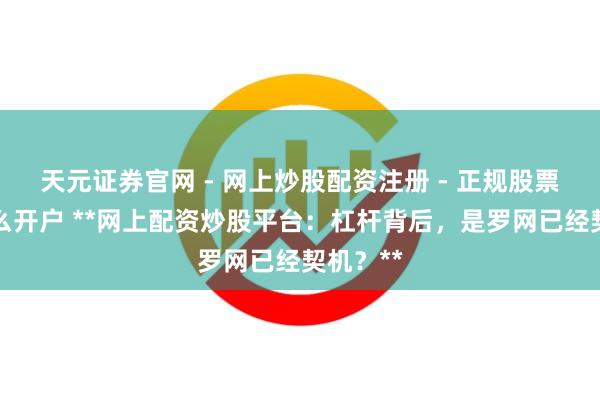 天元证券官网 - 网上炒股配资注册 - 正规股票杠杆怎么开户 **网上配资炒股平台：杠杆背后，是罗网已经契机？**